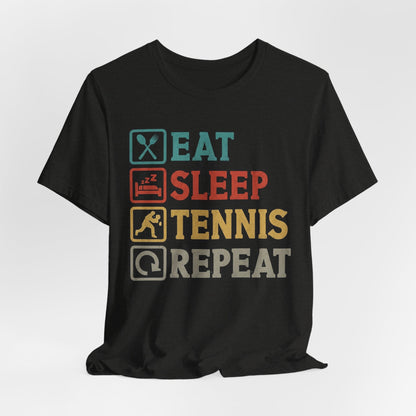 Tennis Tee — "Eat Sleep Tennis Repeat" Vintage Graphic Shirt