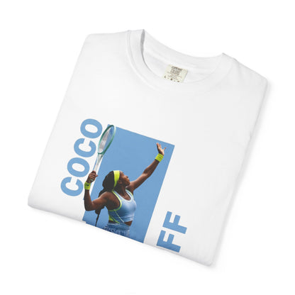Coco Gauff T-Shirt — Retro Tennis Serve Graphic