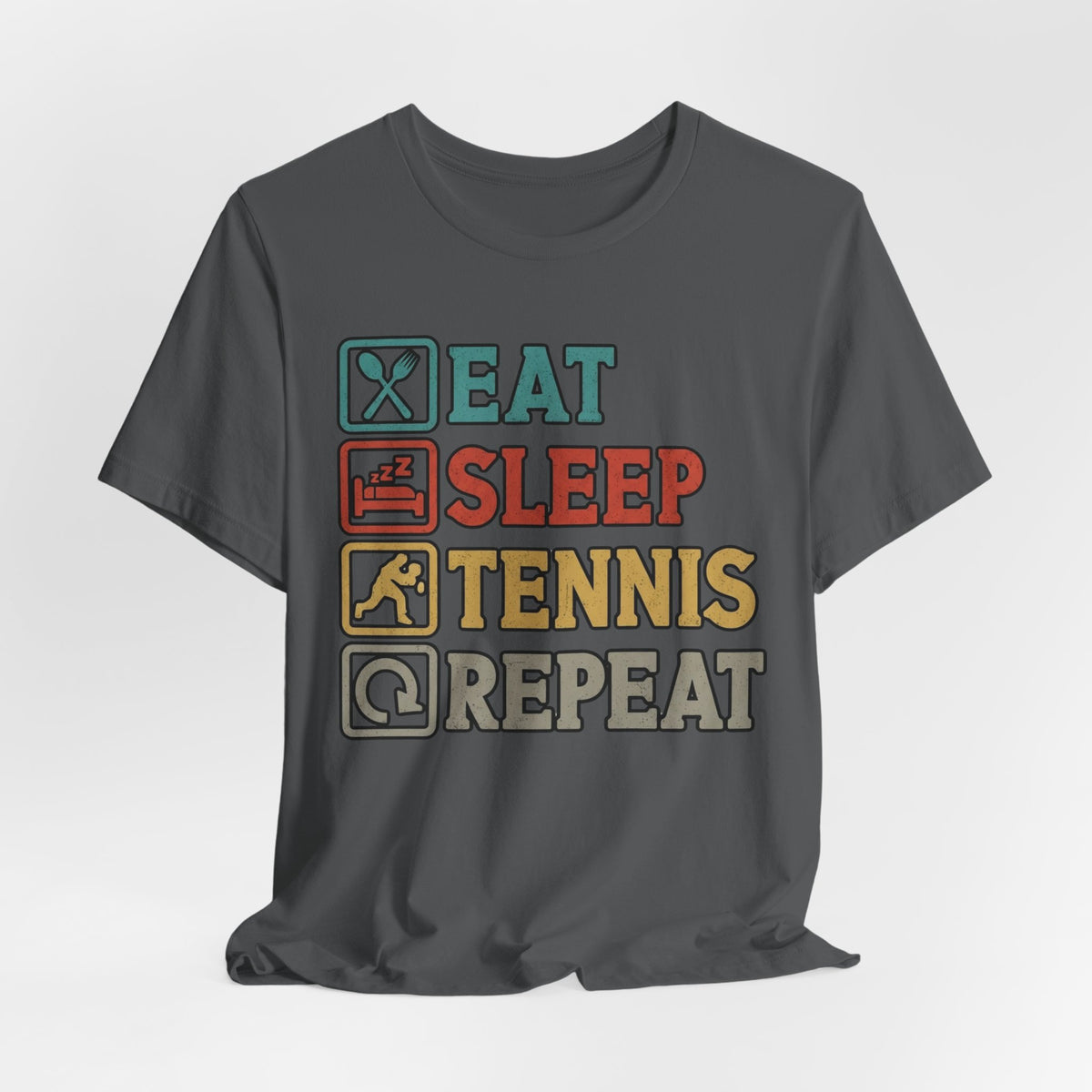 Tennis Tee — "Eat Sleep Tennis Repeat" Vintage Graphic Shirt