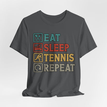 Tennis Tee — "Eat Sleep Tennis Repeat" Vintage Graphic Shirt
