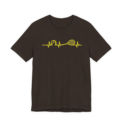 Tennis Heartbeat Tee — Minimal Tennis Racket ECG Graphic T-Shirt