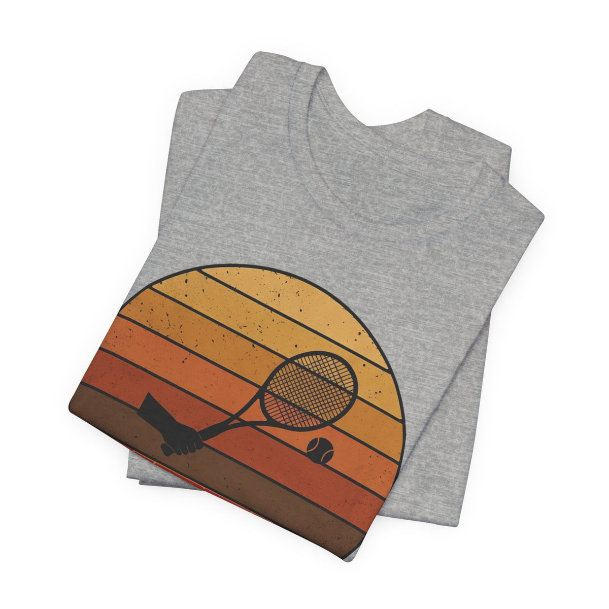 Retro Tennis Sunset Tee — Vintage Racket & Ball Graphic T‑Shirt