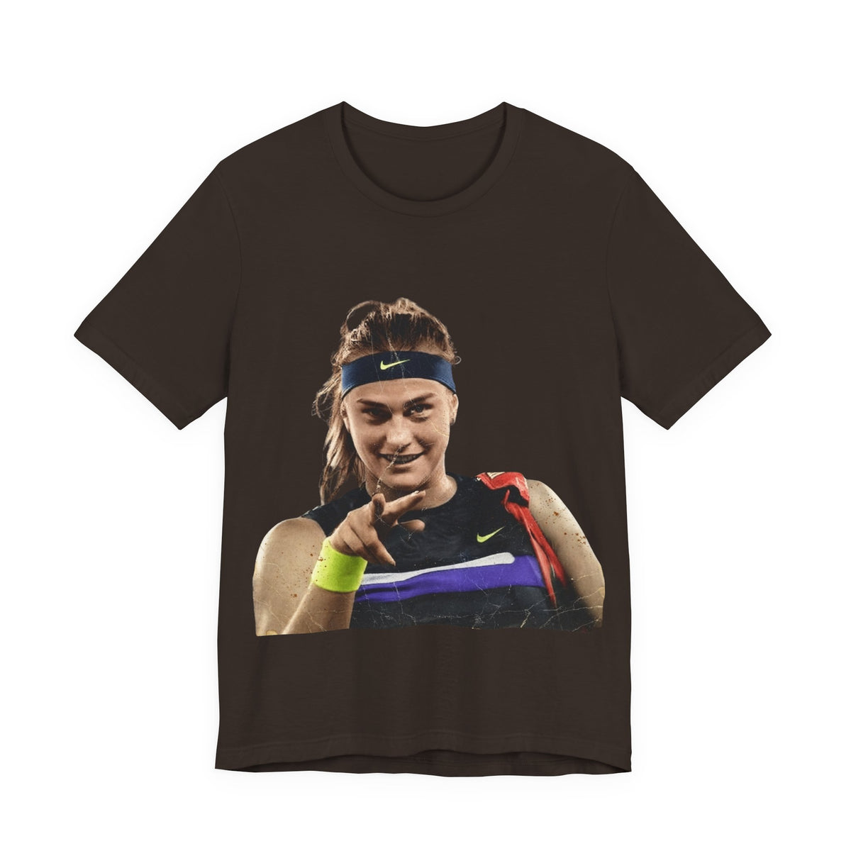 Tennis Player Sabalenka Graphic Tee — Pointing Victory Photo T‑Shirt