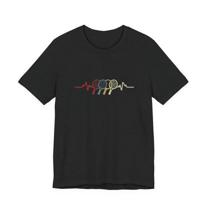 Tennis Heartbeat Tee — Retro Racket Line Art T-Shirt