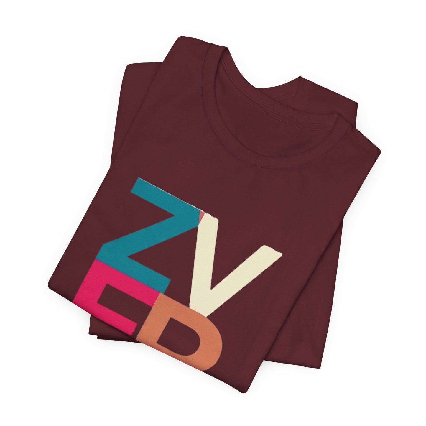 Retro Colorblock 'ZVEREV' Graphic Tee — Modern Minimalist Lettering Shirt