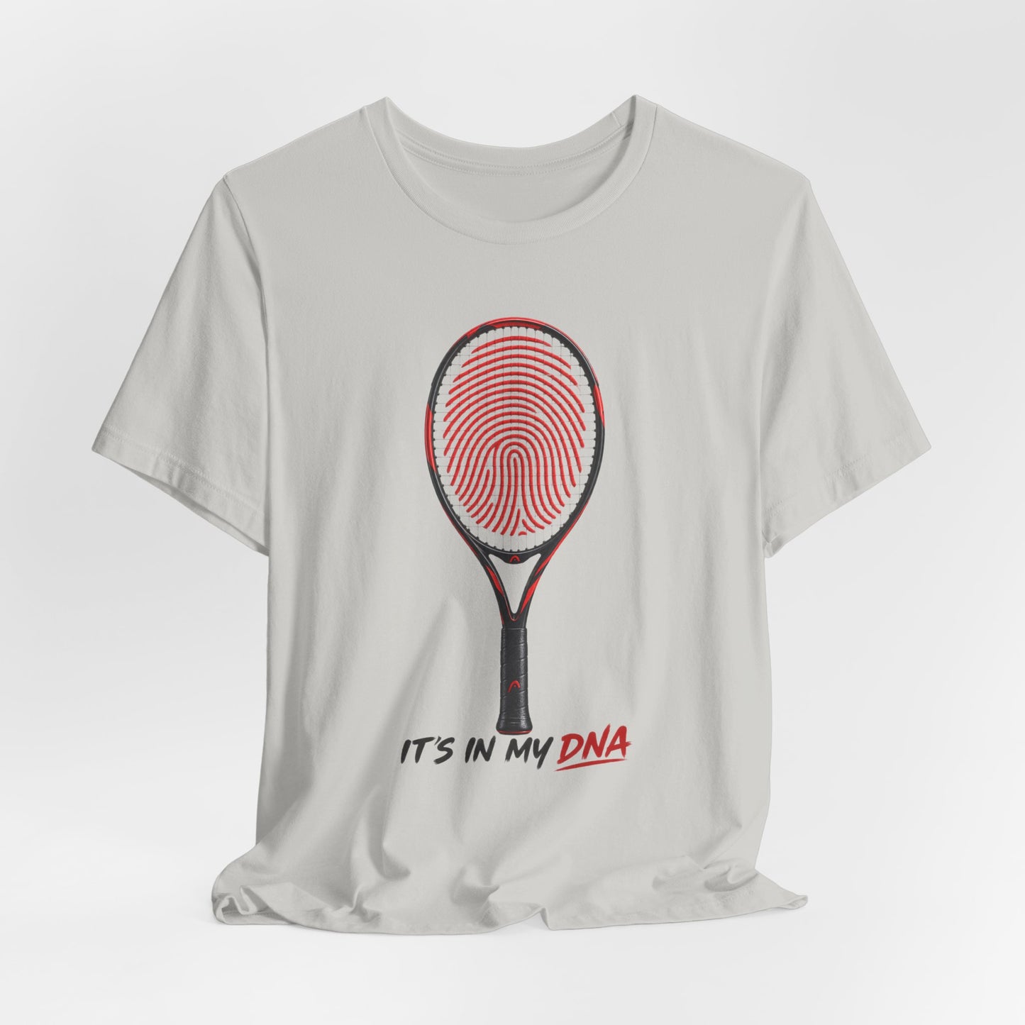 Tennis T‑Shirt — "It's In My DNA" Racket Fingerprint Tee