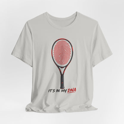 Tennis T‑Shirt — "It's In My DNA" Racket Fingerprint Tee