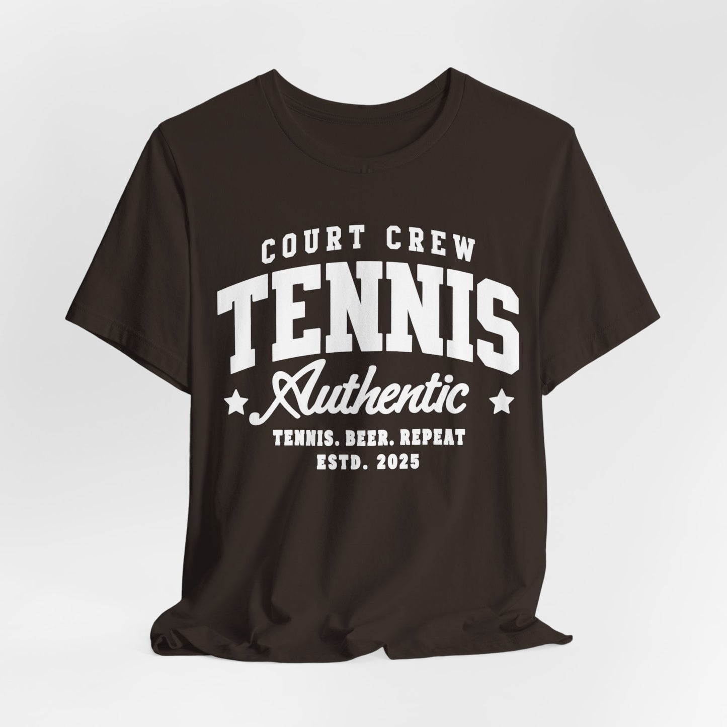 Tennis Court Crew Tee — "Tennis Authentic: Tennis. Beer. Repeat." Graphic Shirt