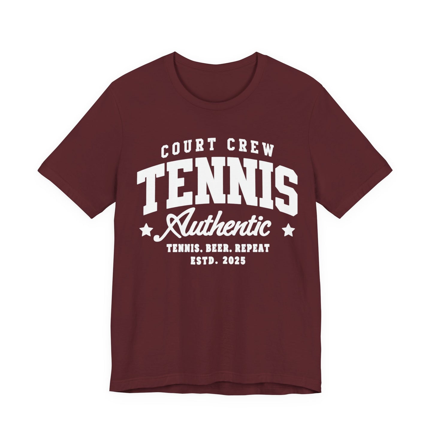 Tennis Court Crew Tee — "Tennis Authentic: Tennis. Beer. Repeat." Graphic Shirt