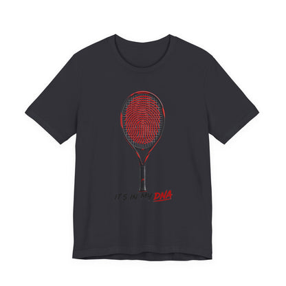 Tennis T‑Shirt — "It's In My DNA" Racket Fingerprint Tee