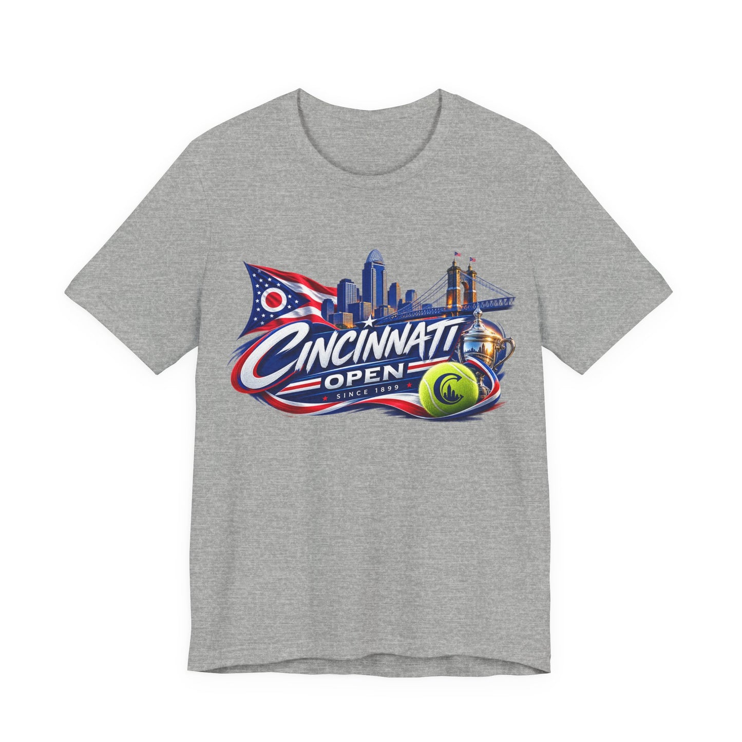 Cincinnati Open Tennis T‑Shirt – City Skyline & Tennis Ball Graphic
