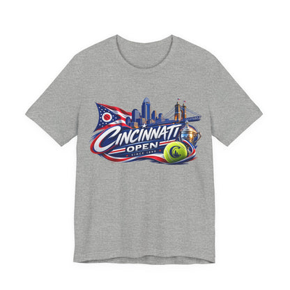 Cincinnati Open Tennis T‑Shirt – City Skyline & Tennis Ball Graphic