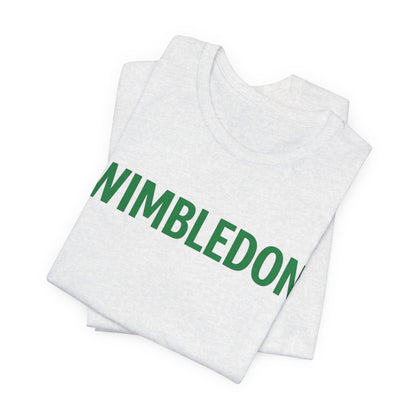 Wimbledon Classic Logo Tee — Green Text Tennis T‑Shirt