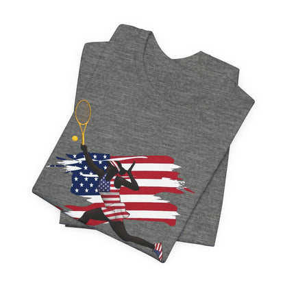 US Open 2026 Tennis T‑Shirt — American Flag Tennis Player Graphic Tee