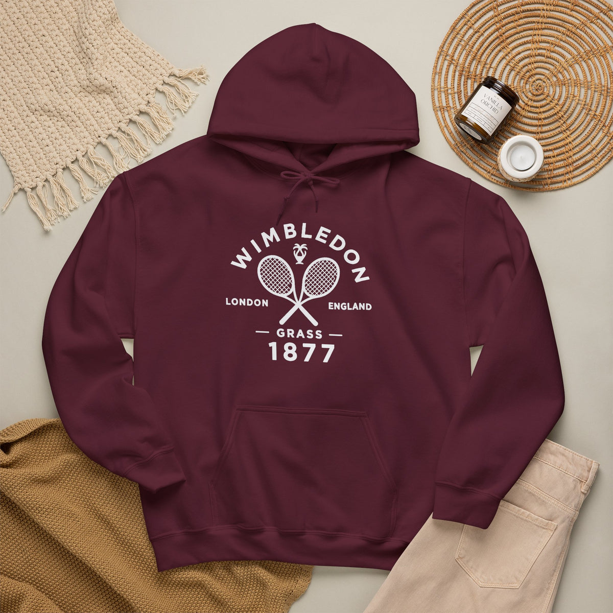 Wimbledon 1877 Tennis Hoodie — Classic Racquets Logo Pullover