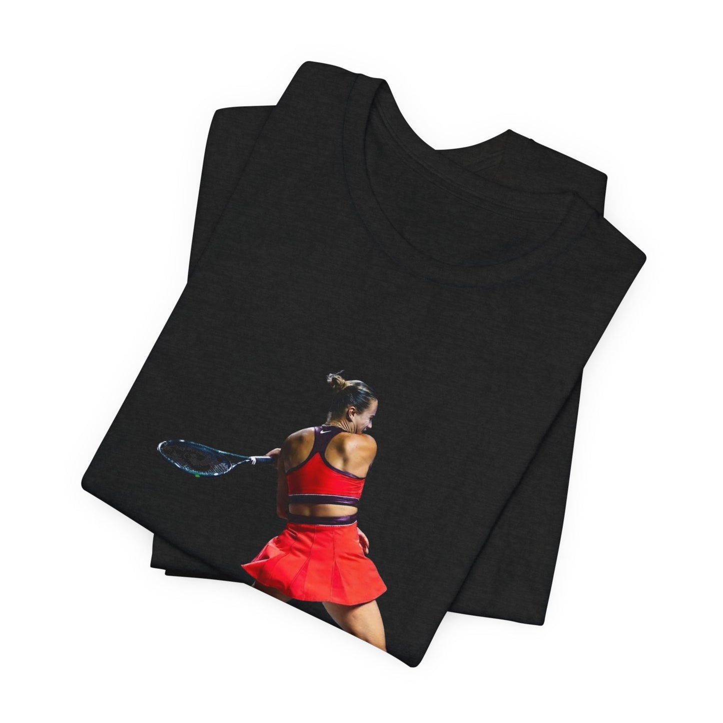 Tennis Player Sabalenka Graphic Tee — Women’s Red Dress Tennis Apparel