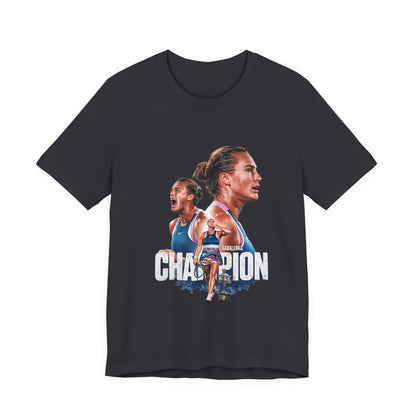 Champion Athlete Sabalenka Graphic Tee — "CHAMPION" Player Portrait T-Shirt