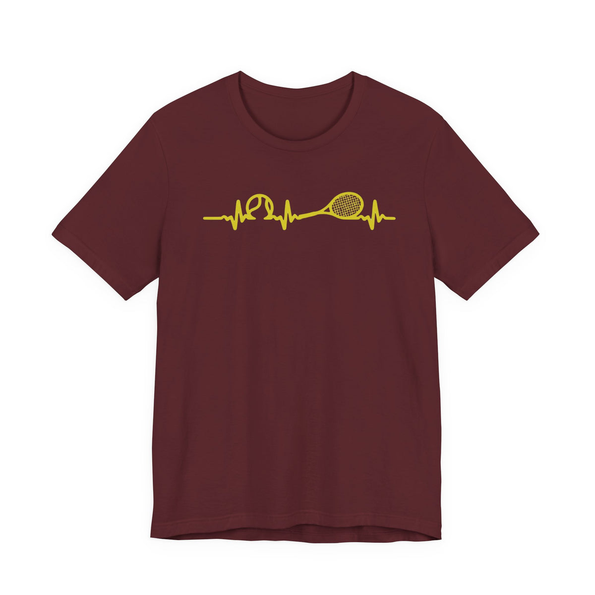 Tennis Heartbeat Tee — Minimal Tennis Racket ECG Graphic T-Shirt