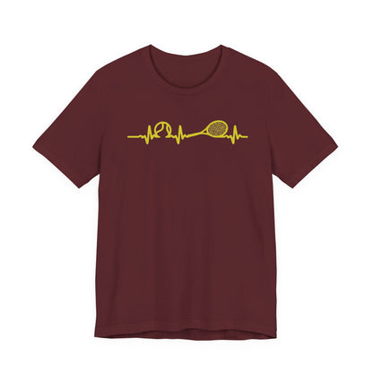 Tennis Heartbeat Tee — Minimal Tennis Racket ECG Graphic T-Shirt