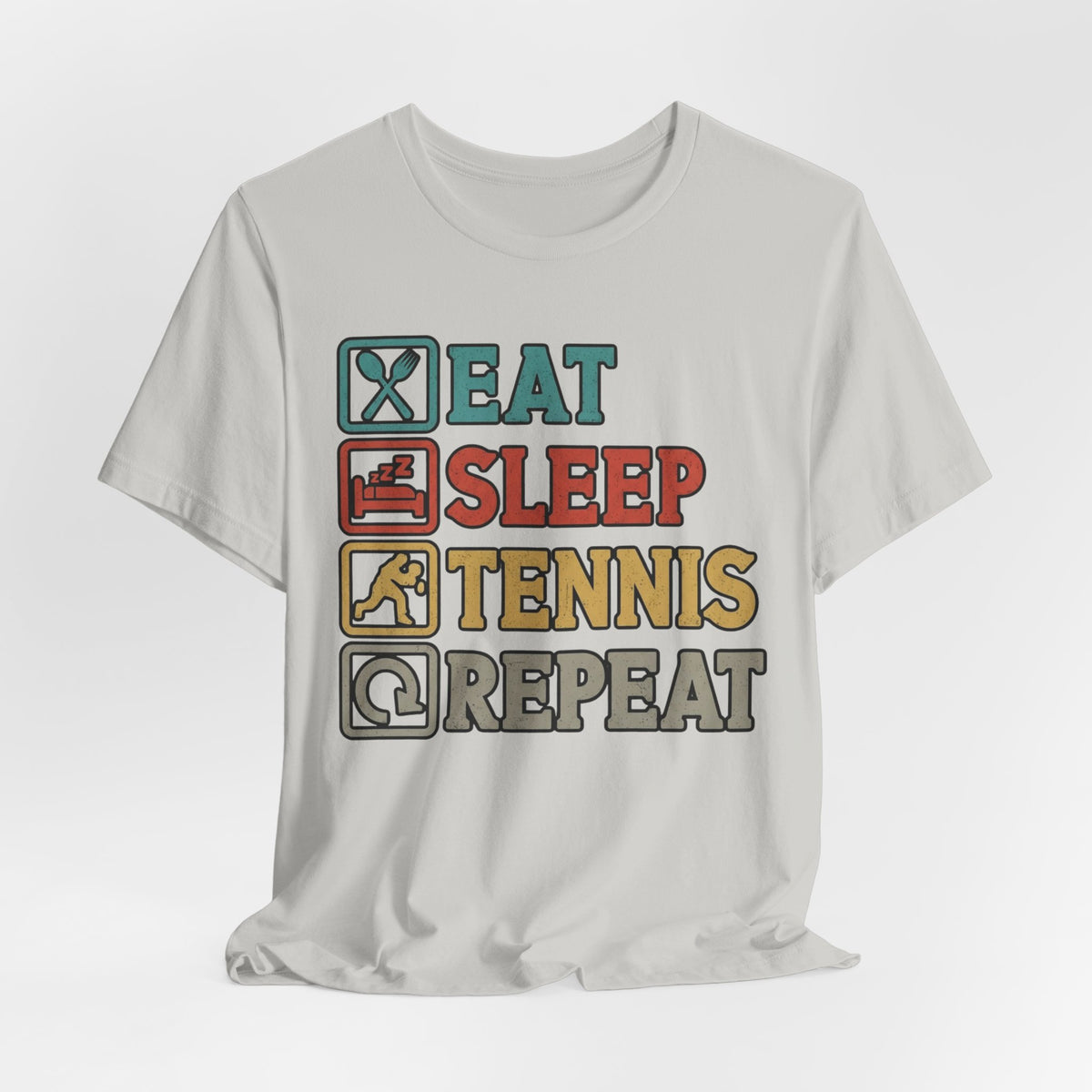 Tennis Tee — "Eat Sleep Tennis Repeat" Vintage Graphic Shirt