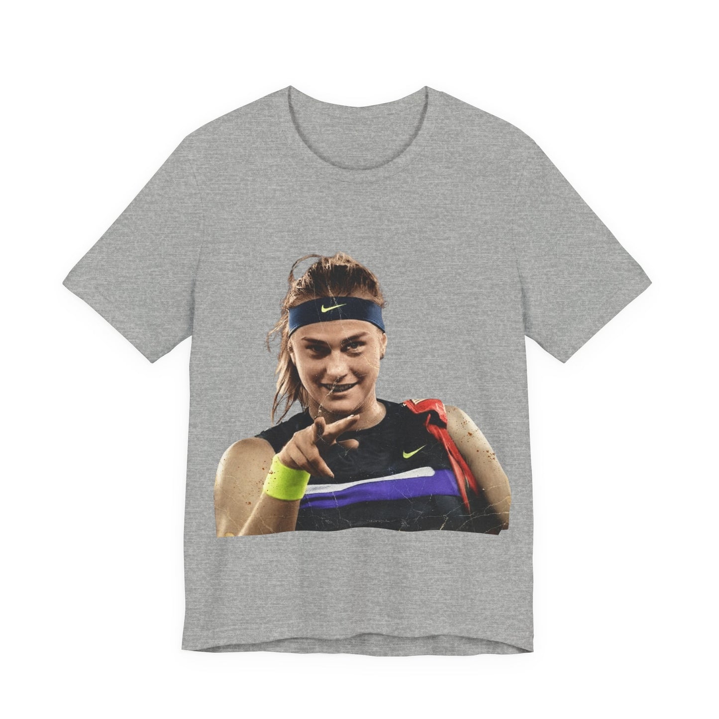 Tennis Player Sabalenka Graphic Tee — Pointing Victory Photo T‑Shirt