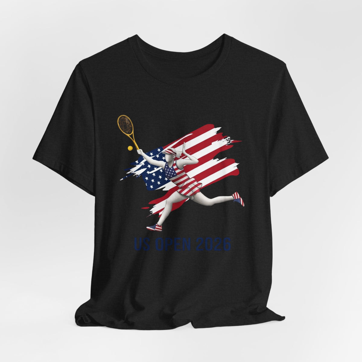 US Open 2026 Tennis Tee — American Flag Tennis Player Graphic T-Shirt