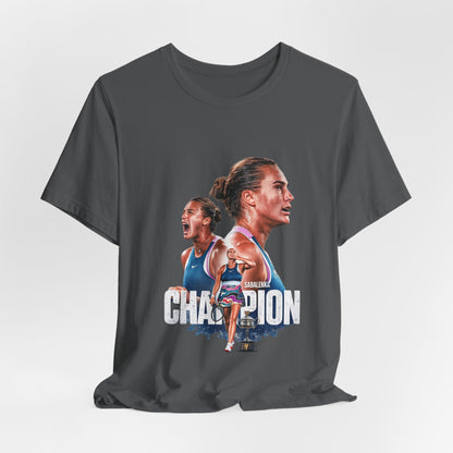 Champion Athlete Sabalenka Graphic Tee — "CHAMPION" Player Portrait T-Shirt