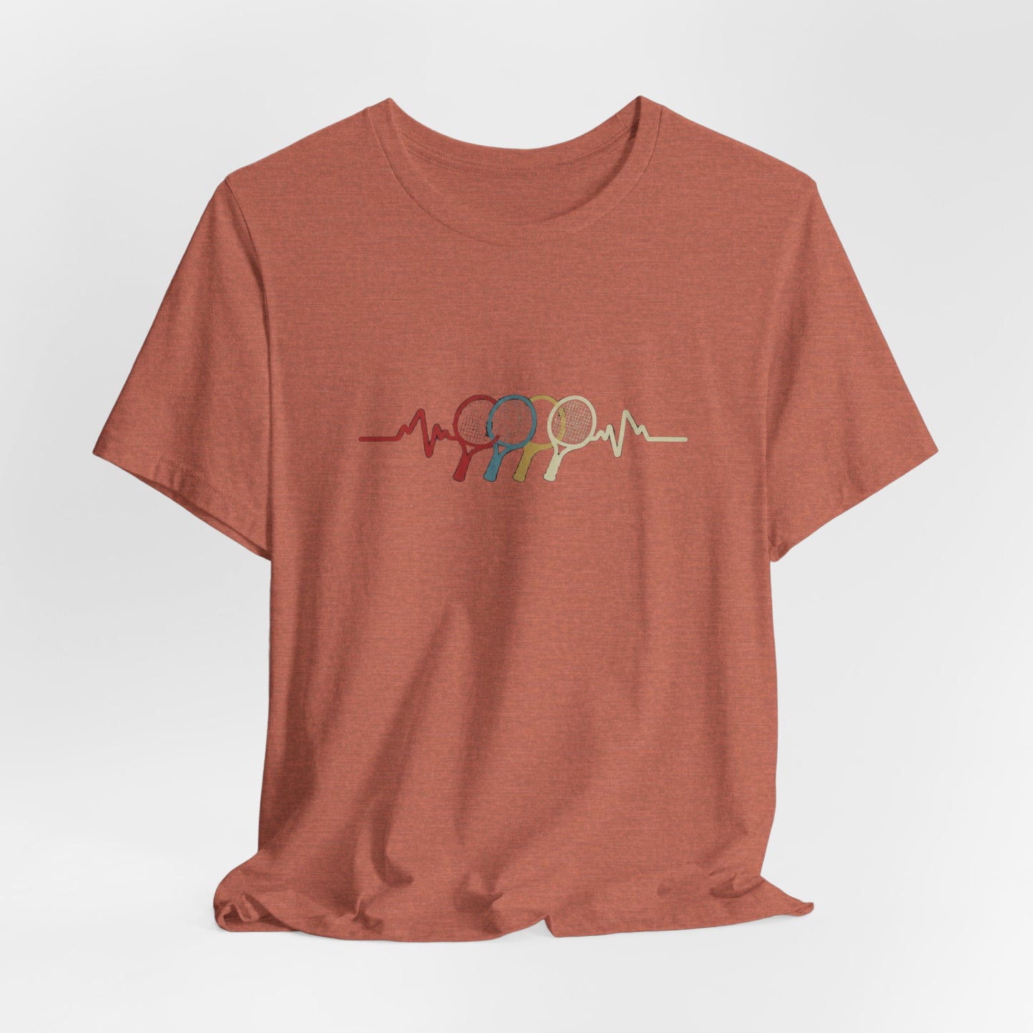 Tennis Heartbeat Tee — Retro Racket Line Art T-Shirt