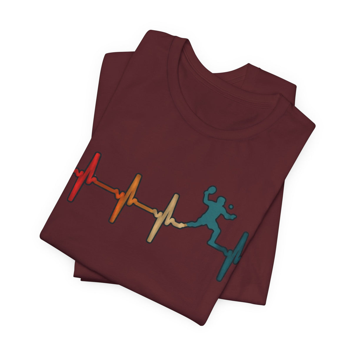 Heartbeat Tennis T‑Shirt — Colorful Surf Pulse Graphic Tee