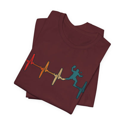Heartbeat Tennis T‑Shirt — Colorful Surf Pulse Graphic Tee