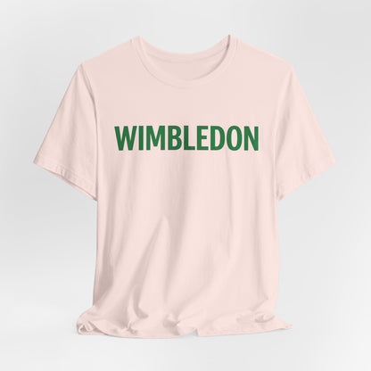 Wimbledon Classic Logo Tee — Green Text Tennis T‑Shirt