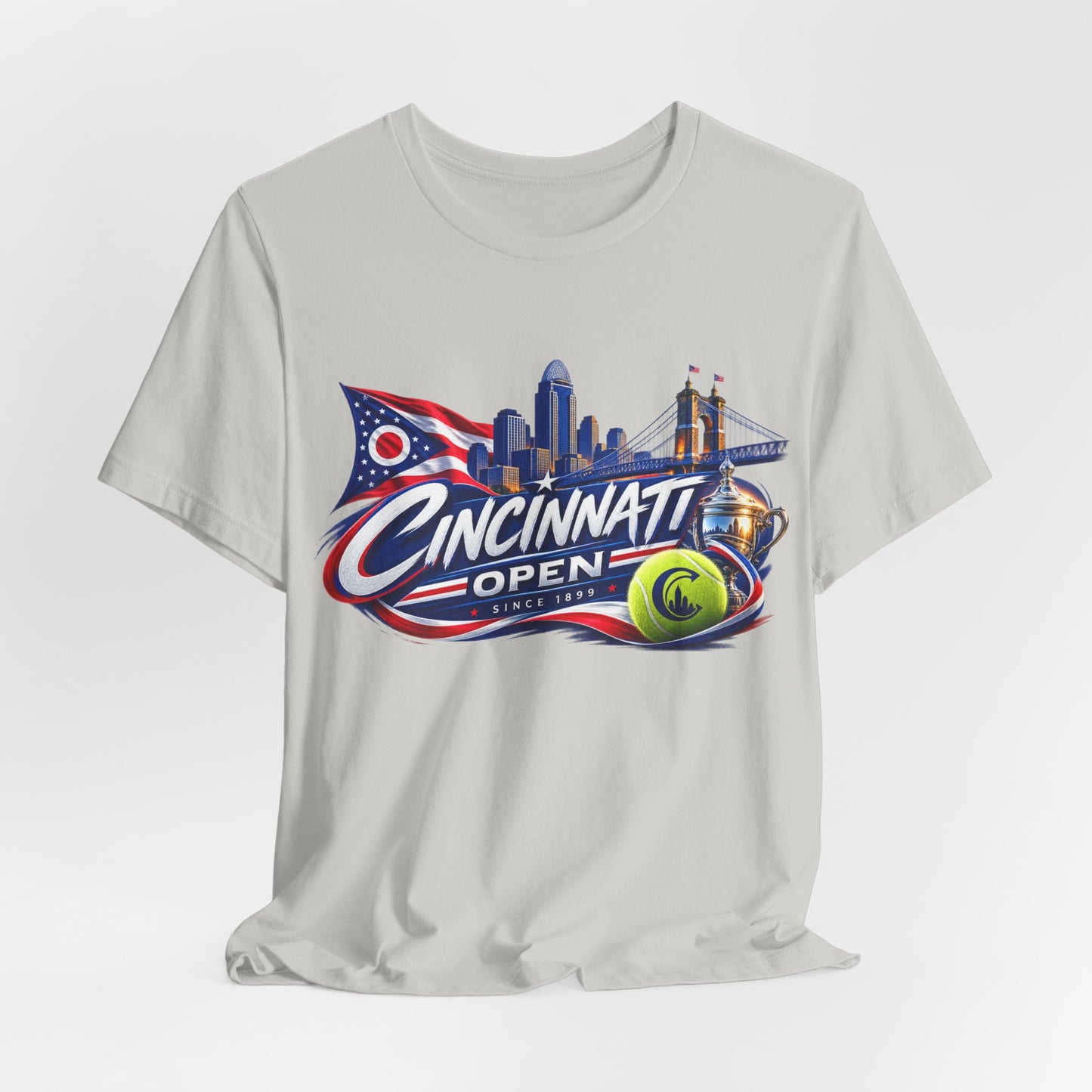 Cincinnati Open Tennis T‑Shirt – City Skyline & Tennis Ball Graphic