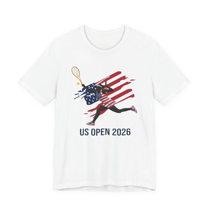 US Open 2026 Tennis T‑Shirt — American Flag Tennis Player Graphic Tee
