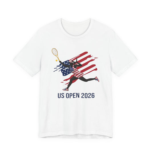 US Open 2026 Tennis T‑Shirt — American Flag Tennis Player Graphic Tee