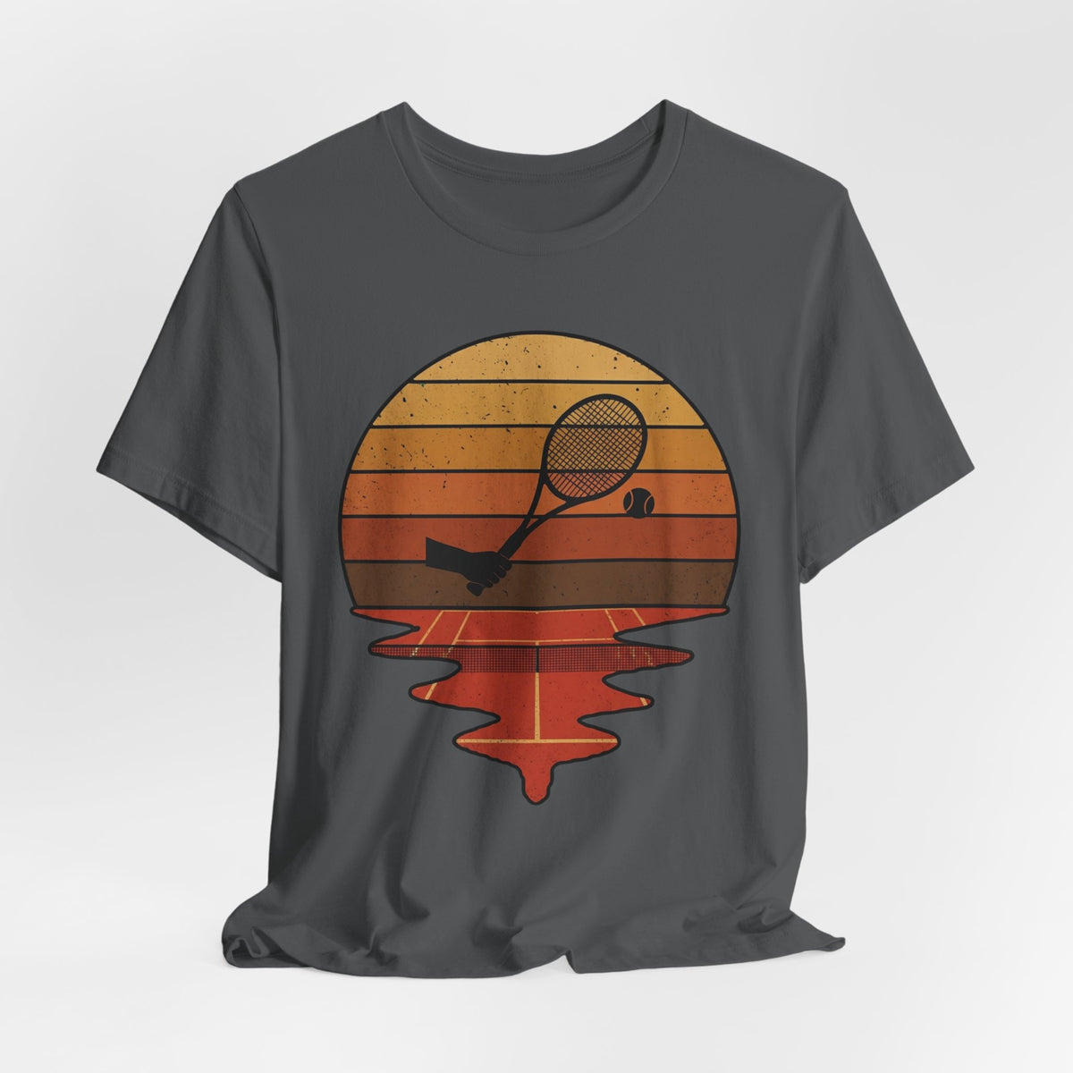 Retro Tennis Sunset Tee — Vintage Racket & Ball Graphic T‑Shirt