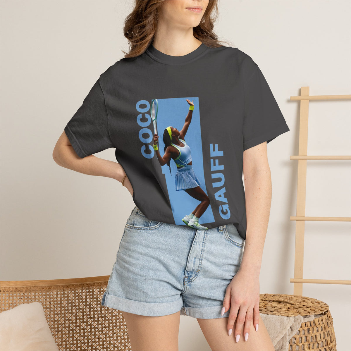 Coco Gauff T-Shirt — Retro Tennis Serve Graphic