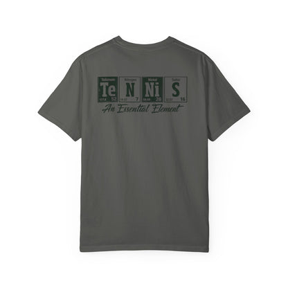 Tennis Graphic T-Shirt — 'Tennis: An Essential Element' Vintage Player Collage