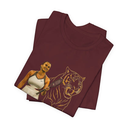Sabalenka The Tigress Graphic Tee — Empowered Woman & Tiger Illustration