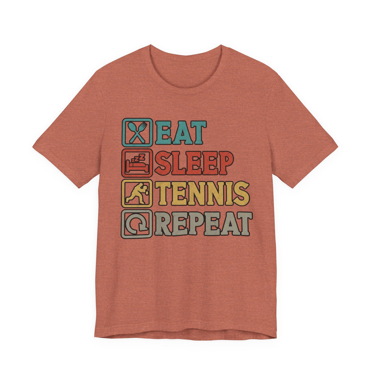 Tennis Tee — "Eat Sleep Tennis Repeat" Vintage Graphic Shirt