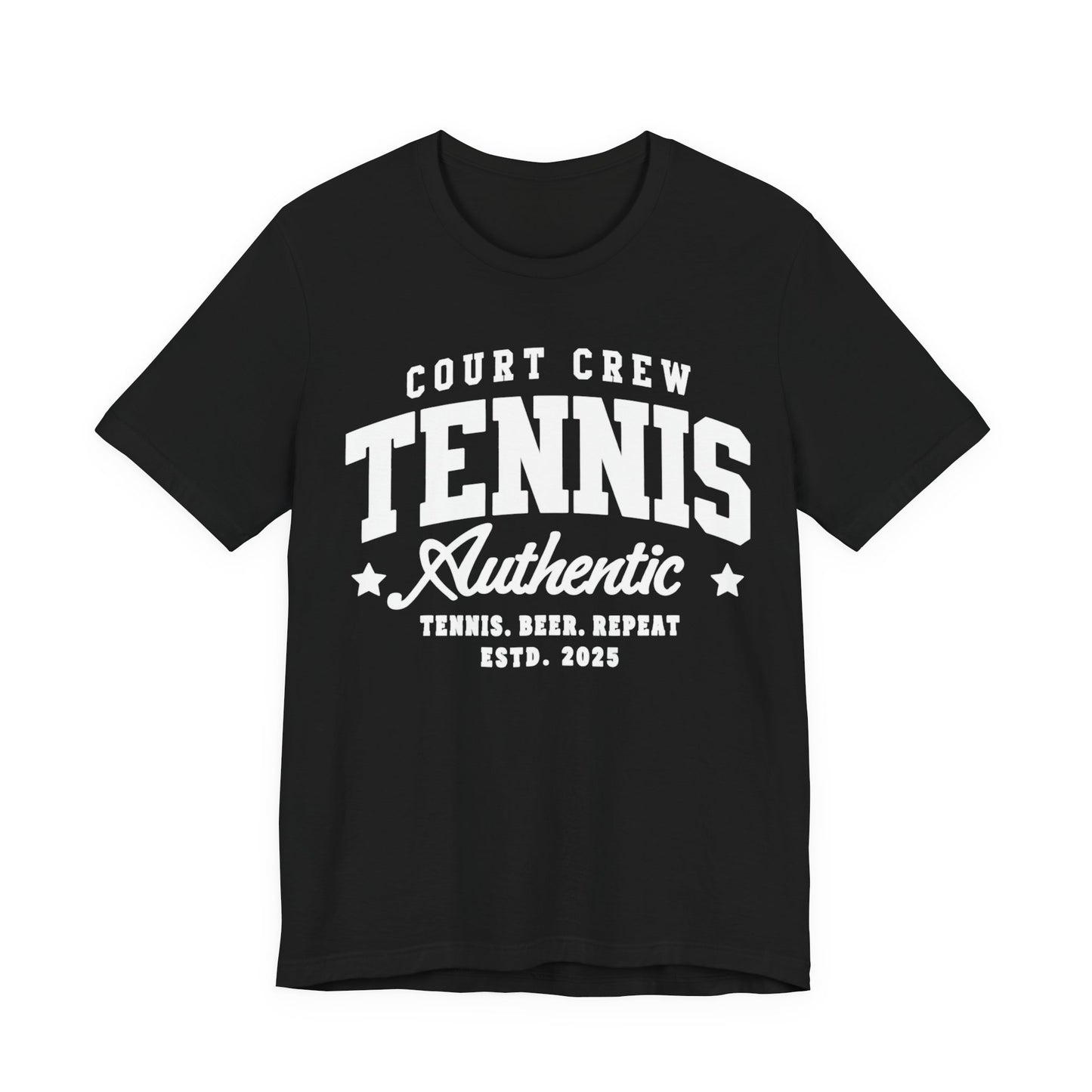 Tennis Court Crew Tee — "Tennis Authentic: Tennis. Beer. Repeat." Graphic Shirt