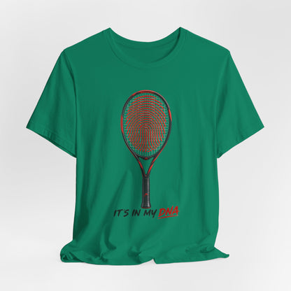 Tennis T‑Shirt — "It's In My DNA" Racket Fingerprint Tee