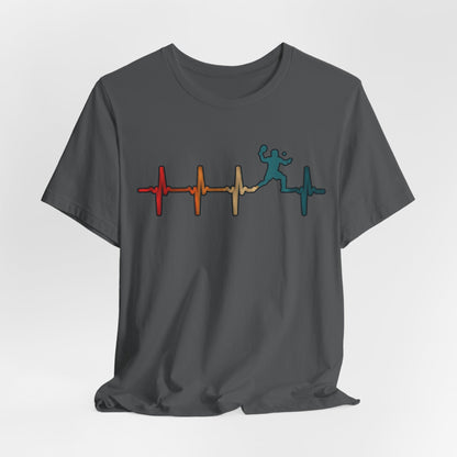 Heartbeat Tennis T‑Shirt — Colorful Surf Pulse Graphic Tee