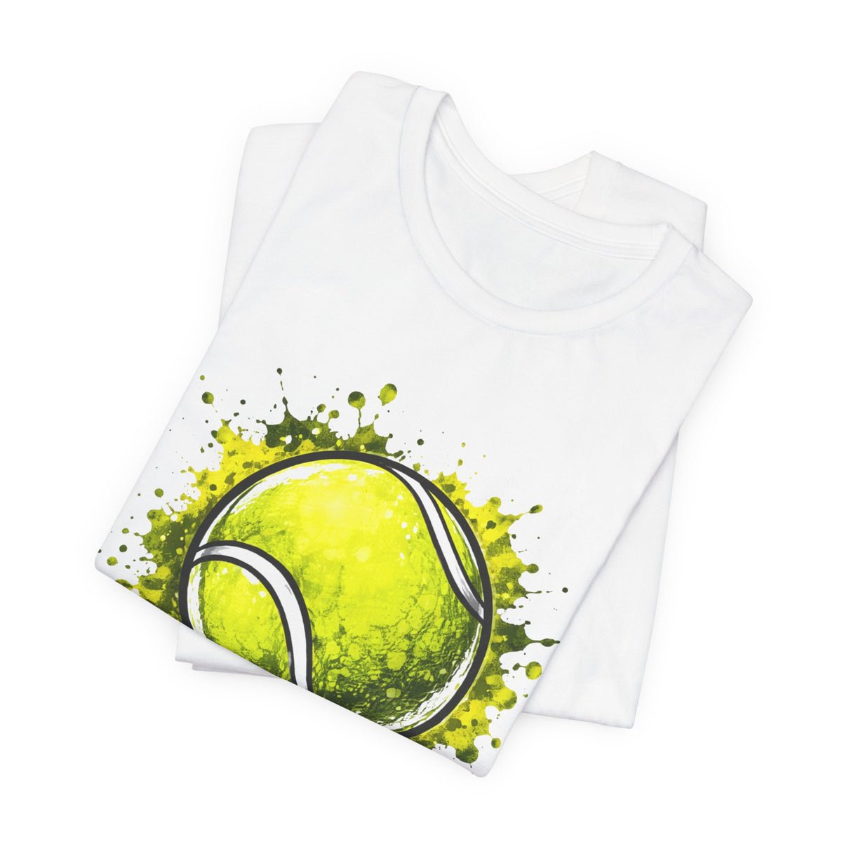 Tennis Tee — Watercolor Ball & Cartoon Player Short Sleeve Shirt