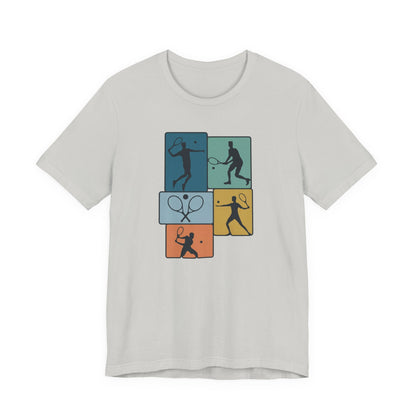 Tennis Silhouette Graphic Tee — Color Block Racket Players