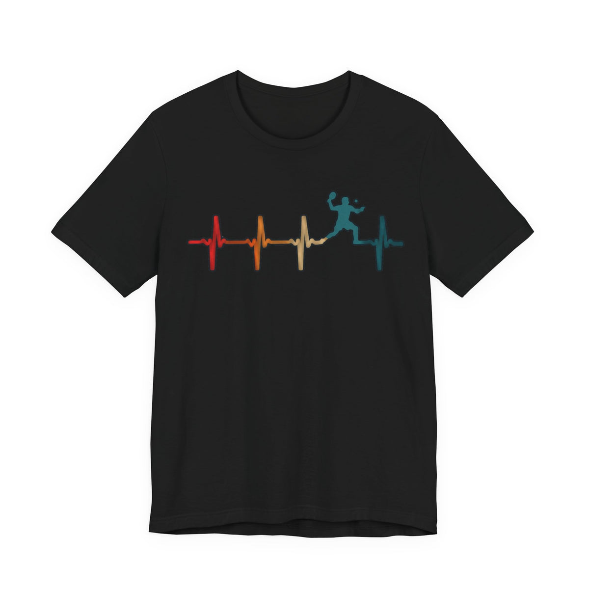 Heartbeat Tennis T‑Shirt — Colorful Surf Pulse Graphic Tee
