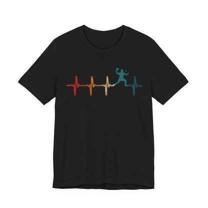 Heartbeat Tennis T‑Shirt — Colorful Surf Pulse Graphic Tee