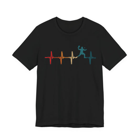 Heartbeat Tennis T‑Shirt — Colorful Surf Pulse Graphic Tee