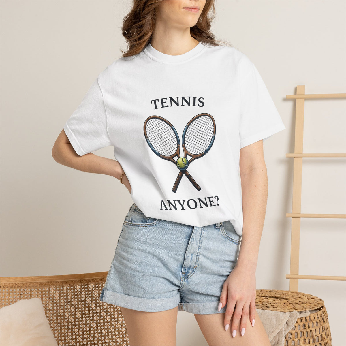 Tennis Anyone? Graphic T-Shirt — Vintage Racket & Ball Tee for Tennis Players