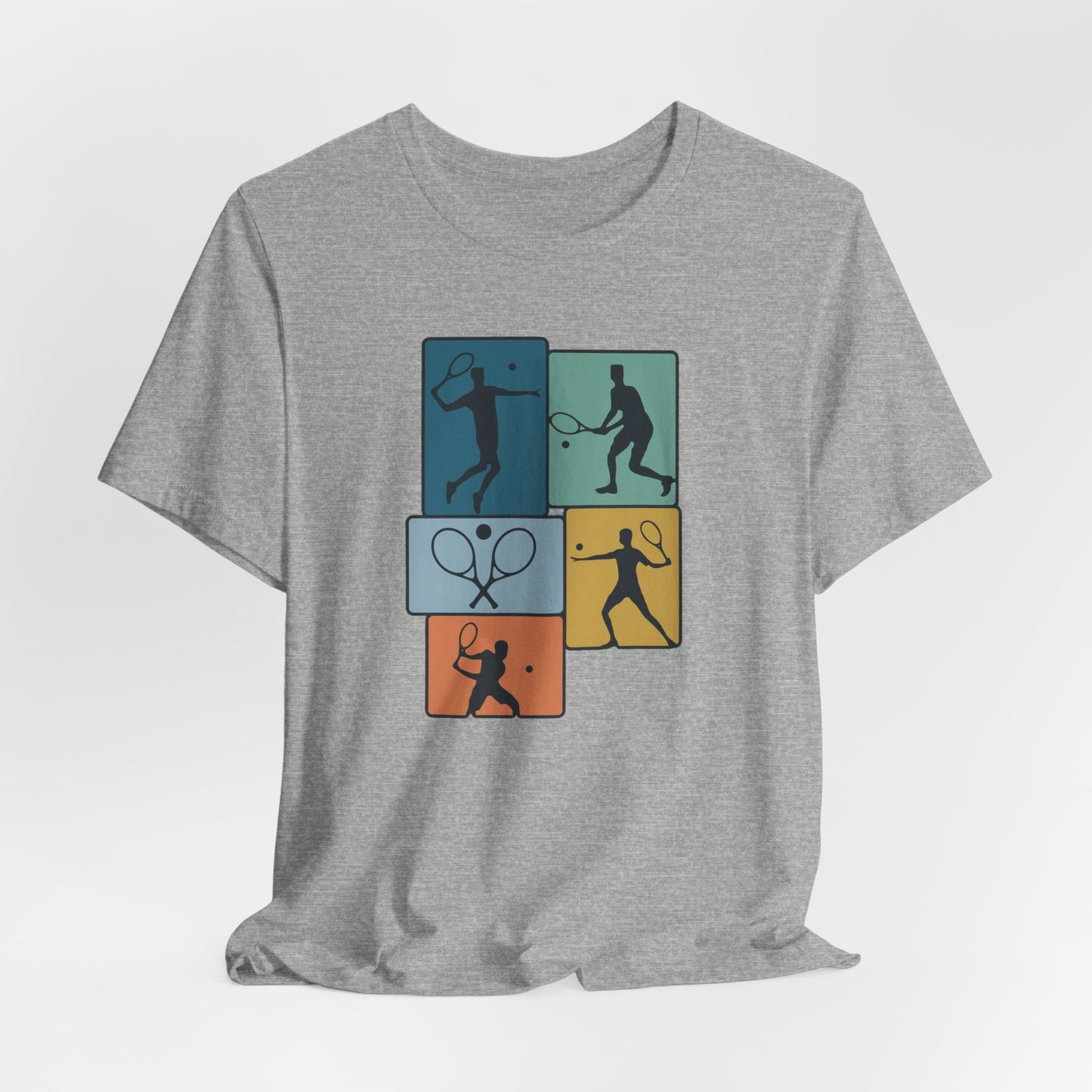 Tennis Silhouette Graphic Tee — Color Block Racket Players