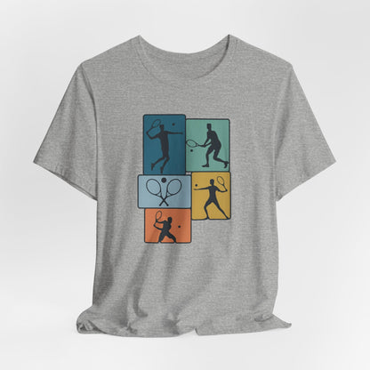 Tennis Silhouette Graphic Tee — Color Block Racket Players